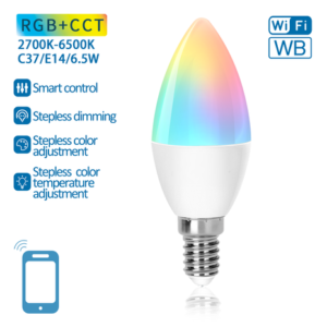 Aigosmart WiFi LED Lamp - E14 6,5W C37- RGB+CCT alle lichtkleuren