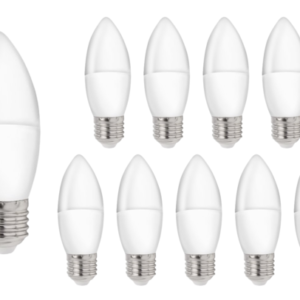 Spectrum Voordeelpak 10 stuks - E27 LED kaarslampen - Type C37 4W vervangt 30W - 3000K warm wit licht